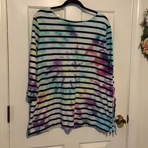 LAST CHANCE 🎁 Old Navy Striped Tie Dye Top w/ Sleeve Ties AS IS